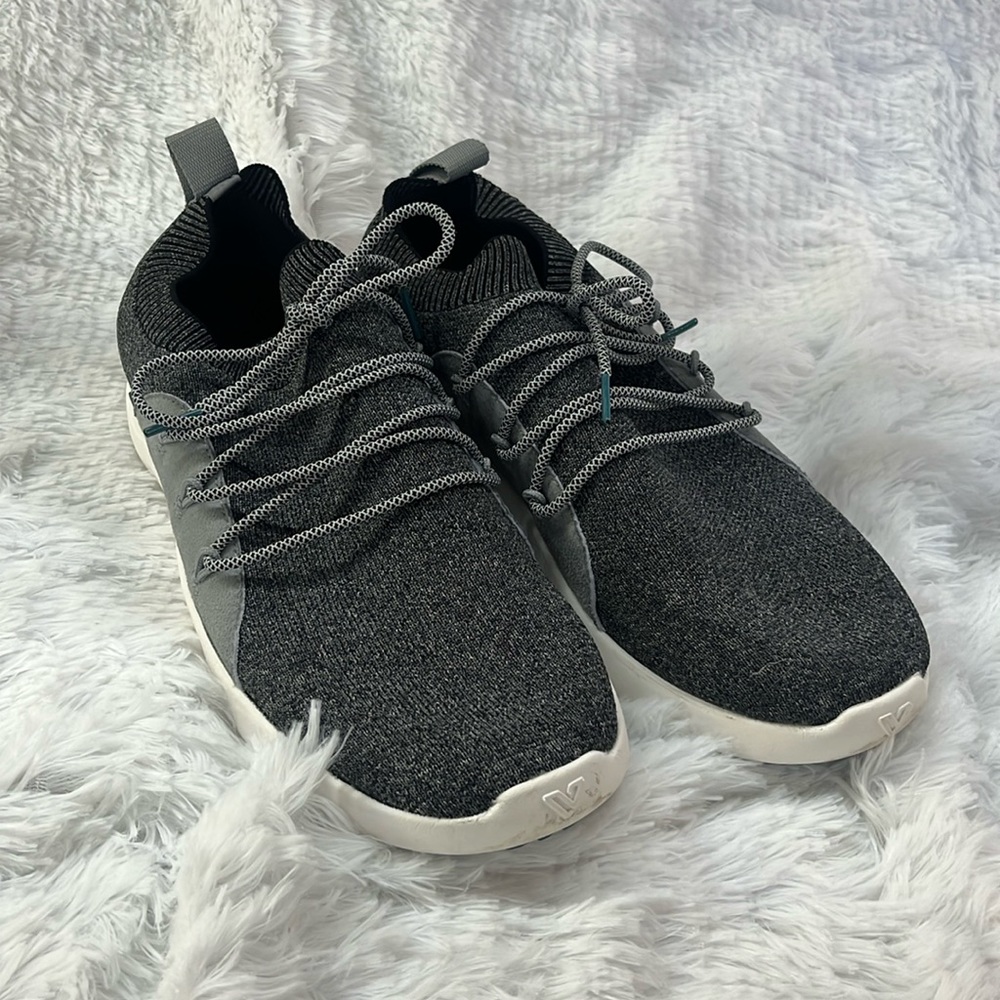 Vessi Black and White Knit Slip-On Sneakers